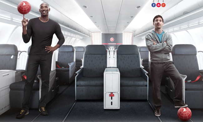 Turkish Airlines останнім часом використовують рекламні кампанії за участю Ліонеля Мессі і Кобі Брайанта, незвичайні рекламні ролики, які стануть хітом для авіакомпанії і ще більше підвищать їх імідж в спортивному світі і за його межами