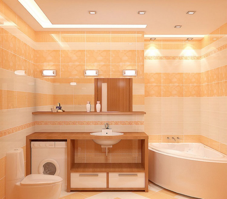 Світле оформлення ванною при неправильному висвітленні може дати зайву кількість відблисків і віддзеркалень, тому дизайнери радять зупинитися на ідеальному розподілі світла, розрахувавши правильно, скільки потрібно світильників в вашу ванну