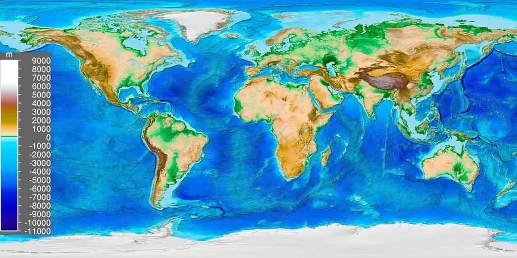 Топографічна карта рельєфу Землі